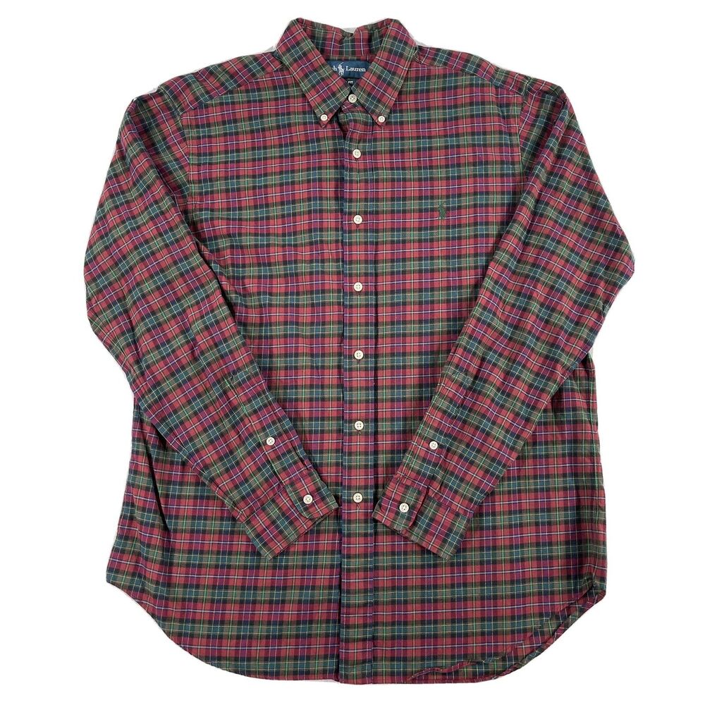 Ralph Lauren Mens Classic Fit Long Sleeve Plaid Button Down Shirt Size Large